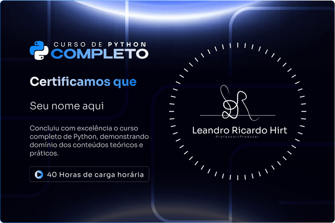 Certificado de conclusão do curso de Python