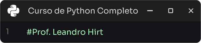 Editor Python exibindo o nome Prof. Leandro Hirt