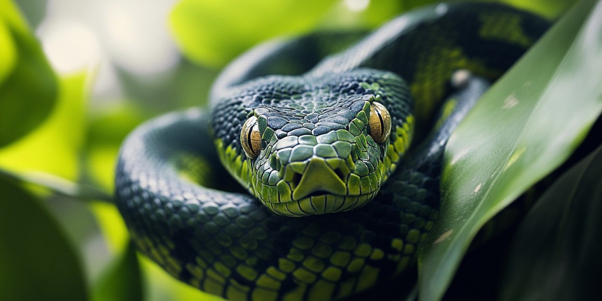 cobra python em um fundo verde desfocado