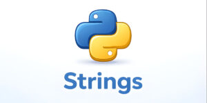 Logo do Python com o texto 'Strings' abaixo