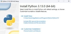 Instalador do Python com a opção "Add Python.exe to PATH" marcada
