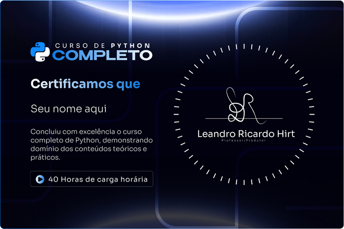 Certificado do curso de Python da Academify