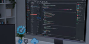 foto monitor com código