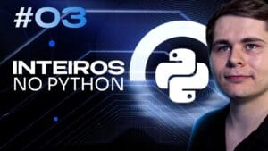 Capa videoaula Inteiros em Python com ícone e instrutor.