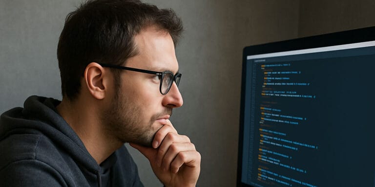 Programador resolvendo problemas com Python