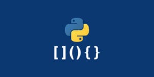 Logo do Python com símbolos de lista, tupla e dicionário