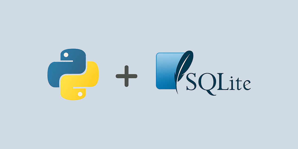 Logo do Python e o logo do SQLite com um sinal de mais entre eles