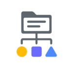 Ícone de arquivo e 3 formas geométricas