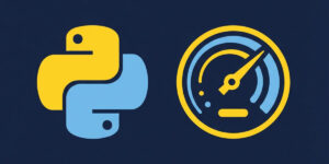 Logo do Python com velocímetro representando performance e velocidade da linguagem