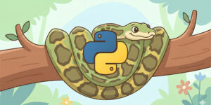 Ilustração de uma cobra com o logo do Python centralizado