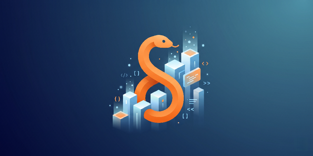 Ilustração minimalista do símbolo de Python entre blocos, capa do guia dos melhores cursos de Python