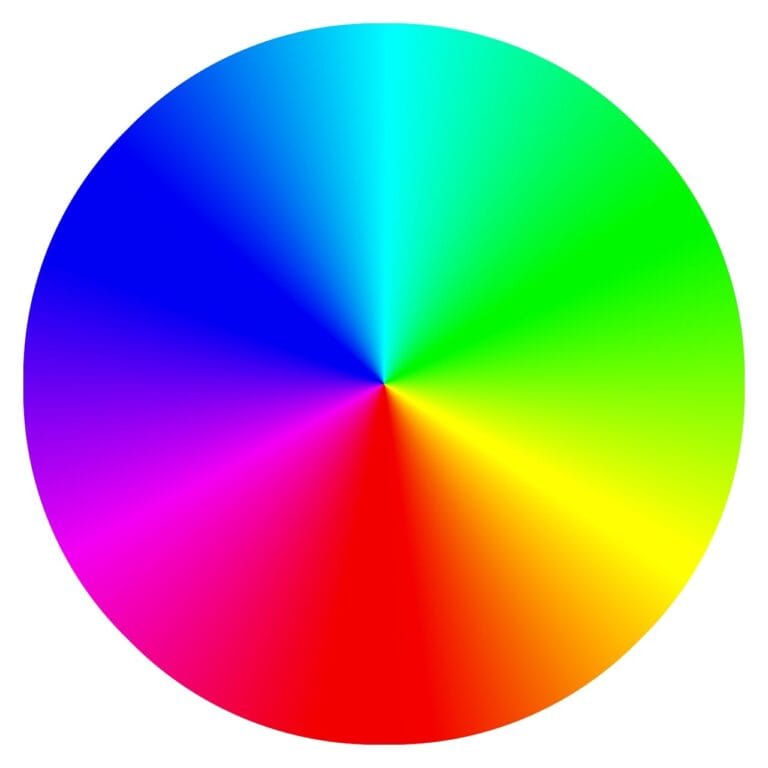 Círculo cromático representando conversões RGB, HSV e HLS com colorsys no Python