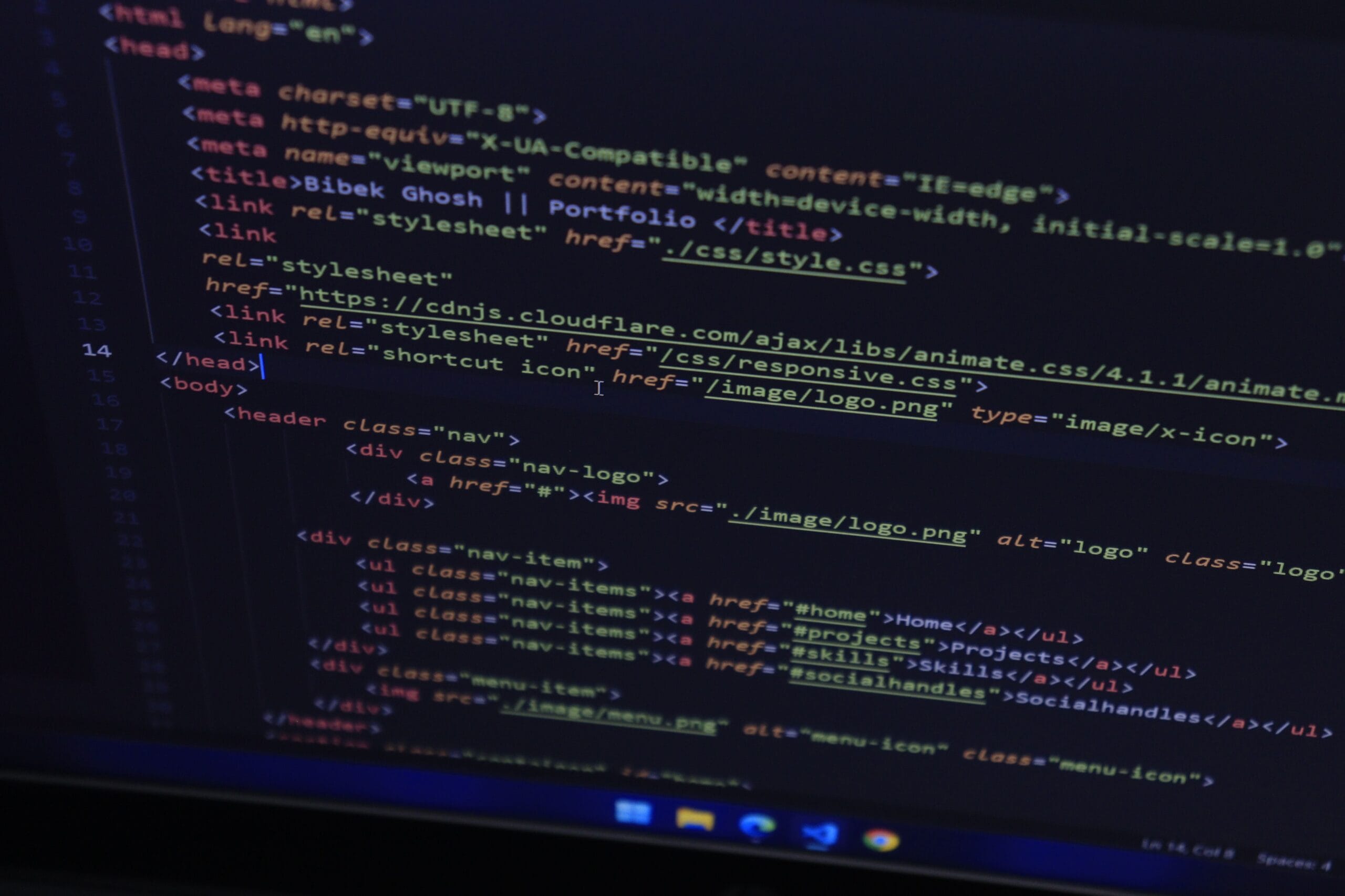 HTML code on a screen representing parsing with Python html.parser